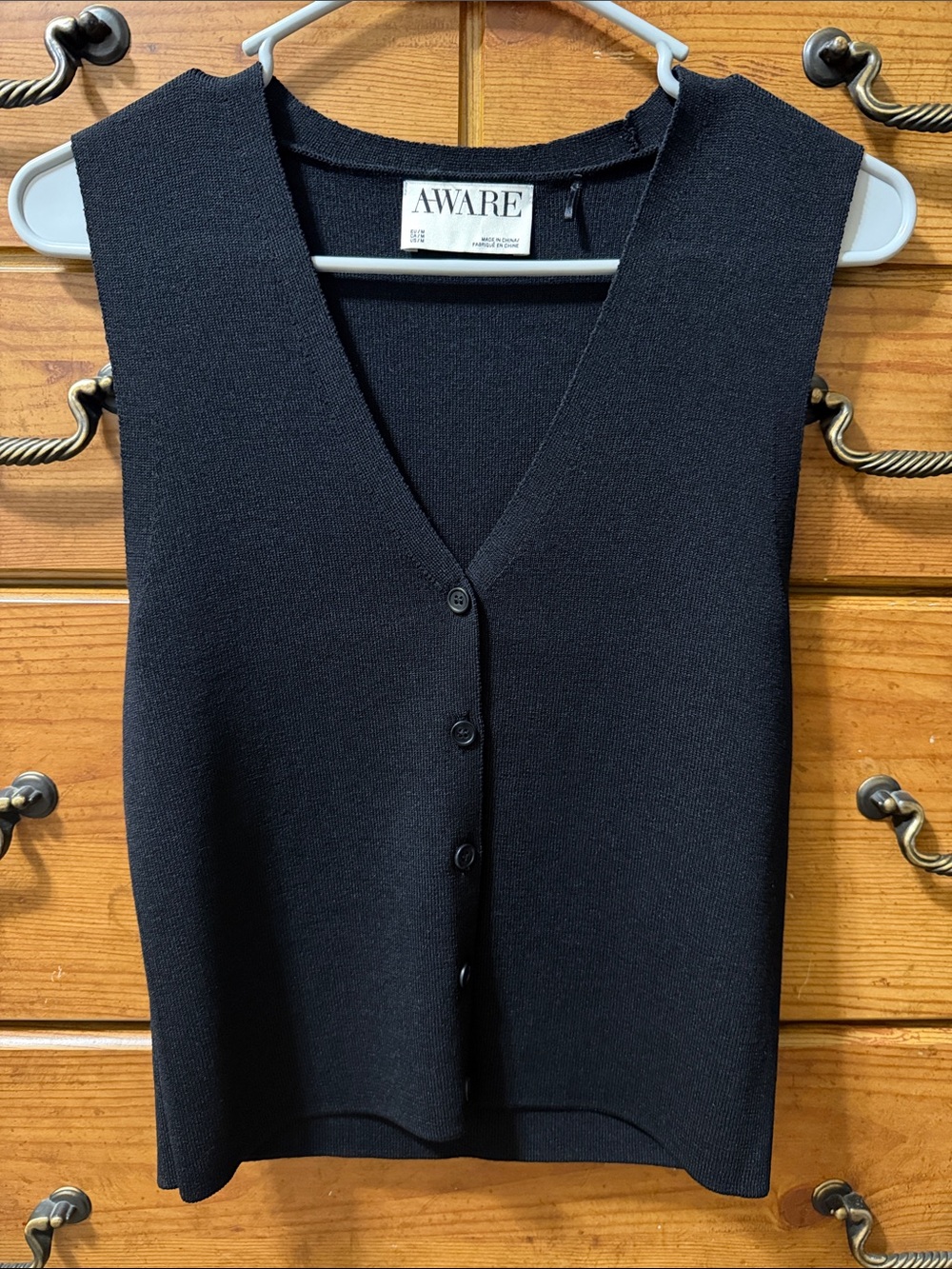 Women's Black Button-Front Knit Vest